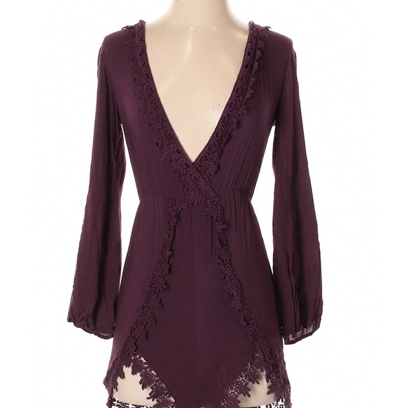 Tobi Pants - Tobi Plum and lace romper